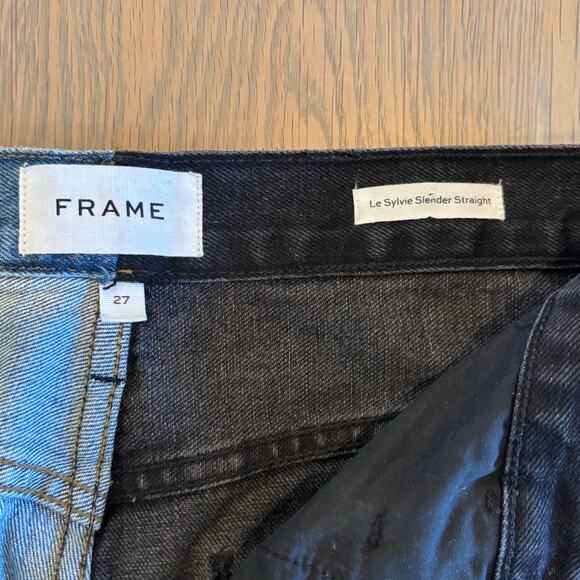 Frame Le Sylvie Slender Straight Leg Two Tone Jeans RARE Women’s Size 27 - Picture 6 of 10